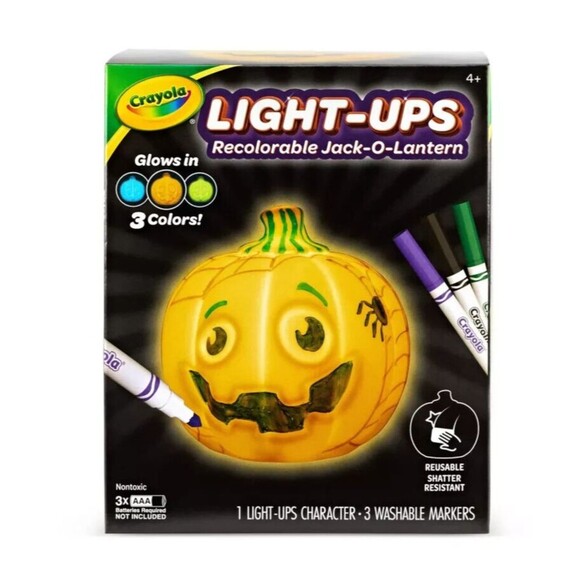 Crayola Light Up Jack-O-Lantern Recolorable Kit with Washable Markers Age 4+ - Picture 1 of 7